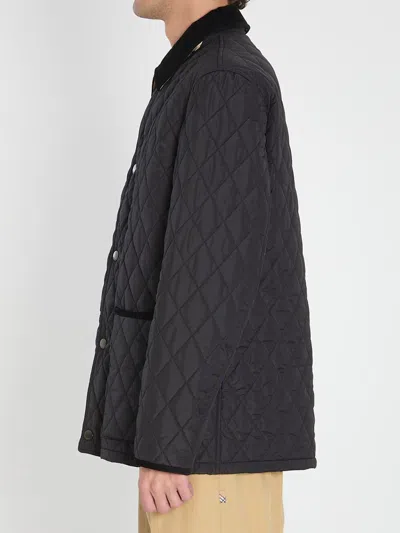 Burberry Corduroy-trimmed Quilted Nylon Barn Jacket In Black