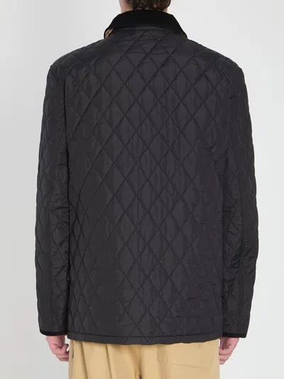 Burberry Corduroy-trimmed Quilted Nylon Barn Jacket In Black