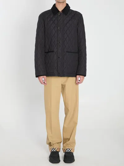 Burberry Corduroy-trimmed Quilted Nylon Barn Jacket In Black