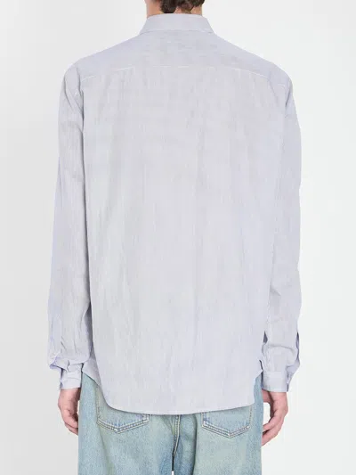 Valentino Striped Shirt With Embroidered Logo In Blue