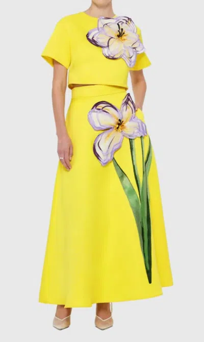 Leo Lin Rafaela Maxi Skirt In Iris In Yellow