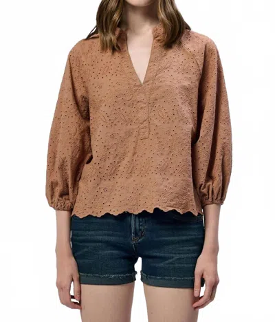 Dear John Denim Carmelita Eyelet Top In Biscuit Embroidery In Brown