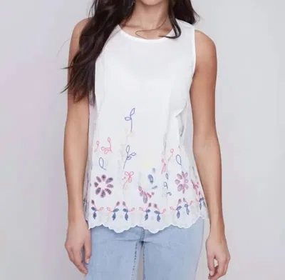 Charlie B Eyelet Embroidery Tank Top In White