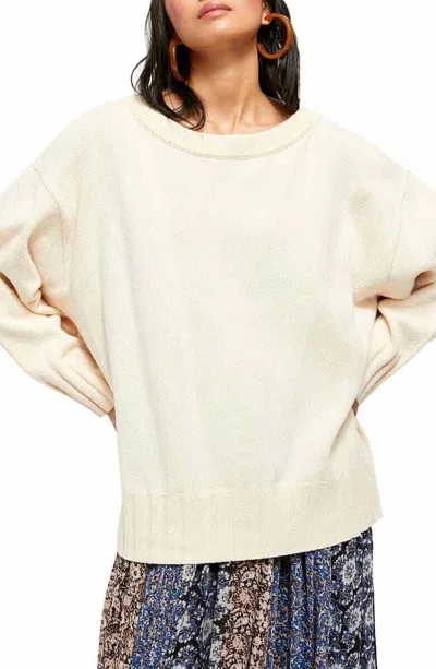 Free People Street Fair Ivory Sweater Tunic Oversized Pullover In Beige In Neutral