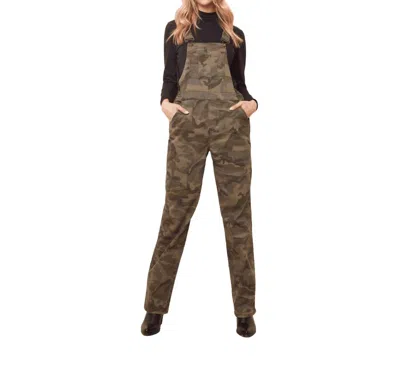 Charlie B Printed Stretch Denim Overall In Olive