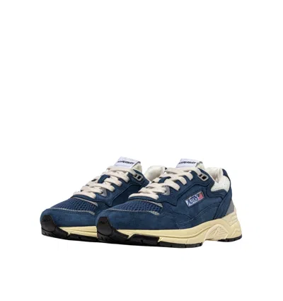 Autry Hyperway Leather-trimmed Suede And Mesh Sneakers In Blue