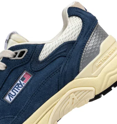 Autry Hyperway Leather-trimmed Suede And Mesh Sneakers In Blue