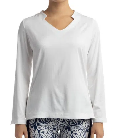Coco Indigo Absinthe V-neck Long Sleeve Blouse In Buttercream