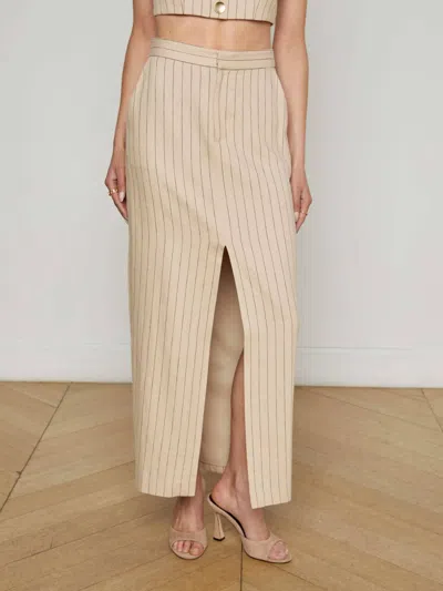 L Agence Maceline Pinstriped Maxi Skirt In Brown
