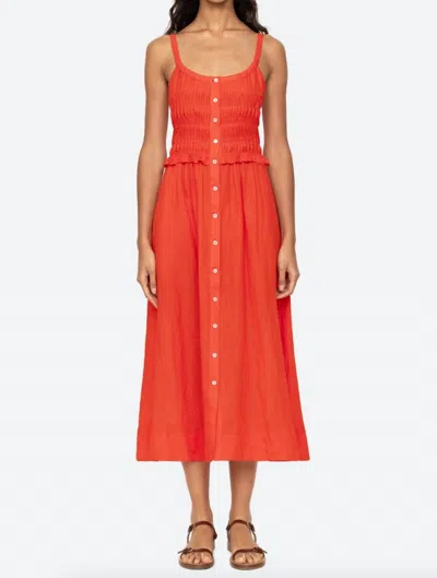 Sea Zora Solid Tank Button Down Midi Dress In Orange