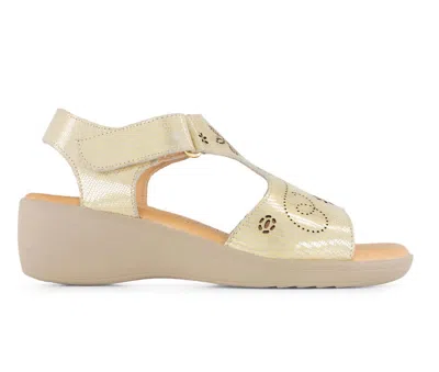 Andrea Women's Wedge Leather Sandals In Gold