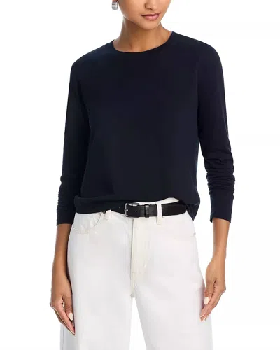 Frame Long Sleeve Baby Round Neck Top In Black In Blue