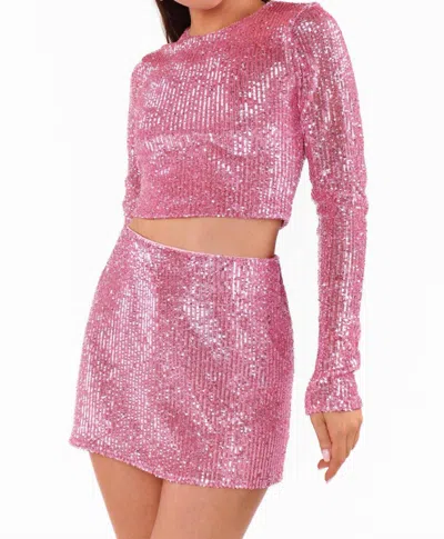 Show Me Your Mumu Women's Last Call Sequins Top In Party Pink Sequins In Pink