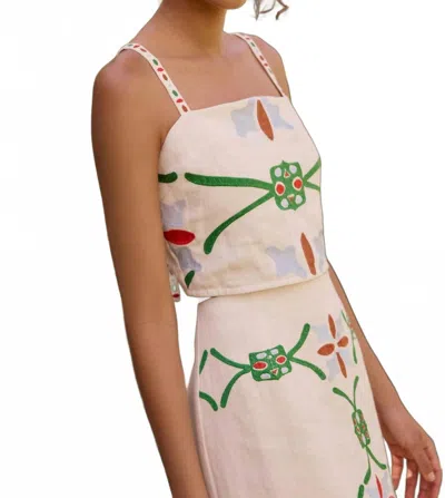 Marie Oliver Wyatt Embroidered Crop Top In Pink