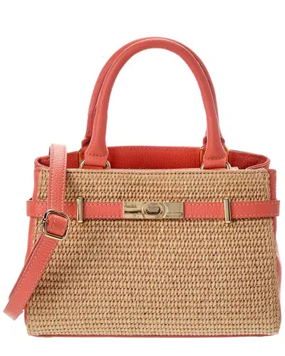 Persaman New York Kate Straw & Leather Satchel