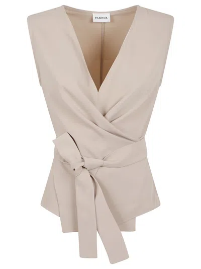 P.a.r.o.s.h Sleeveless V-neck Top With Tie Belt