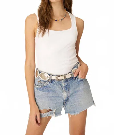 Project Social T Sarah Square Neck Seamless Tank In White In White