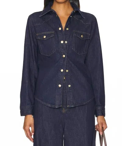 Frame Fitted Heritage Long Sleeve Shirt In Rinse In Blue