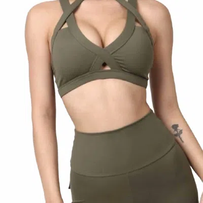 Rockstar Peach Sgt Halter Bra In Olive