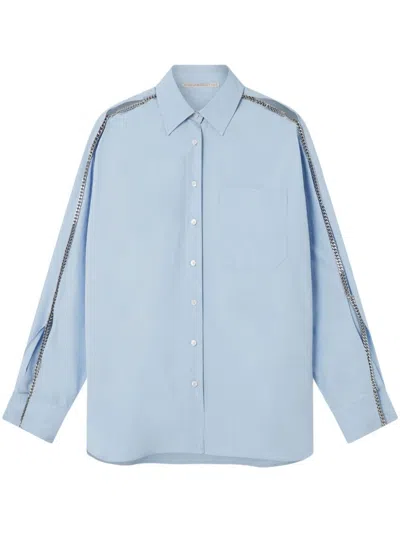 Stella Mccartney Light Blue Cotton Shirt With Chain Detail In Blue