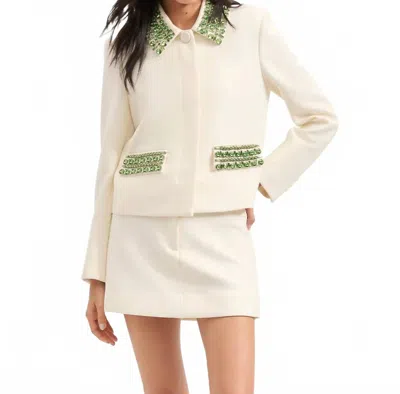 Veronica Beard Imogen Embellished Cropped Jacket In Off White In Neutral
