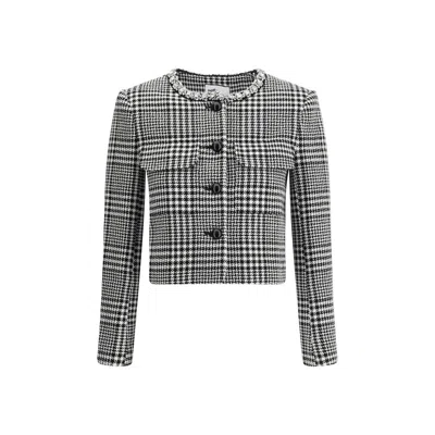 Self-portrait Wool Houndstooth Tailored Jacket Jackets Multicolor In Black