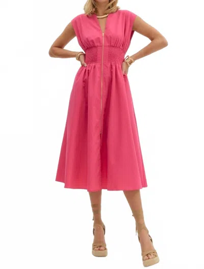 Entro Midi Zip Dress In Magenta In Pink