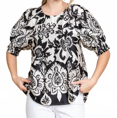 Jodifl Avery Floral Print Blouse In Black & White In Black