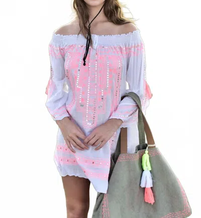 Luxe Isle Costa Del Sol Tunic In White, Pink
