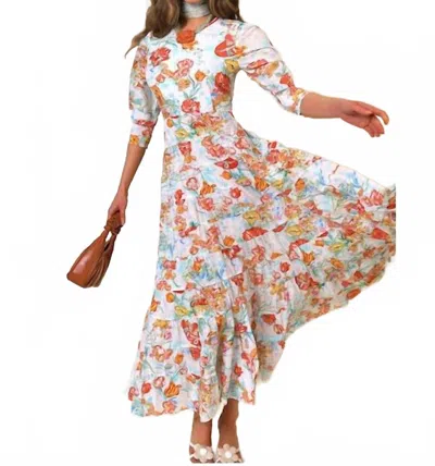 Rixo London Rixo Kristen Tiered Ric Rac-trimmed Maxi Dress In Floral Print Cotton In White