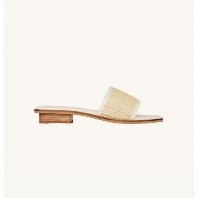 Bembien Women's Ona Slide Sandal In Cream Raffia In Animal Print