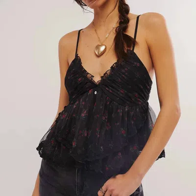 Free People Femme Fatale Floral Camisole In Black