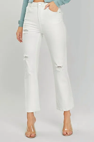 Risen Demi Distressed Straight Leg Jeans In White In White