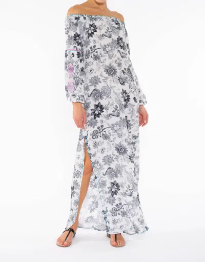 Taj By Sabrina Crippa Beech Dress In White Fun Flower In White