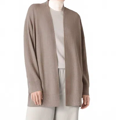 Eileen Fisher Organic Linen Blend Open Front Cardigan In Gray