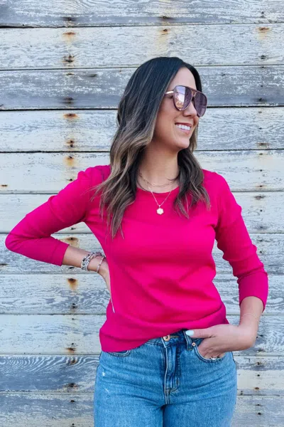 French Kyss Classic Crew Neck Sweater In Rose In Pink