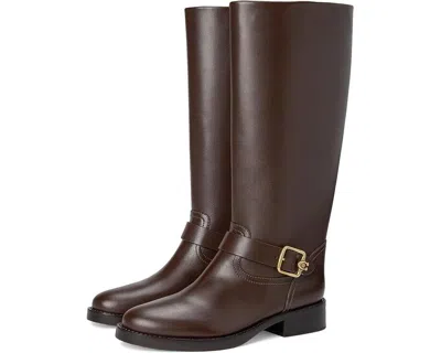 Coach Madeline Boots Women's 7.5 Maple Leather Block Heel Riding Boots Khd1791