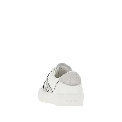 Moncler Sneakers Monaco2 En Cuir Pailleté In White