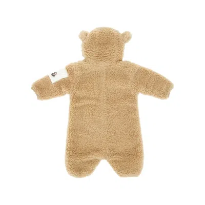 Moncler Teddy Romper Suit With Hood Kids In Brown