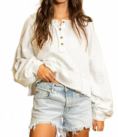 Bucketlist Lantern Style Sweatshirt In Ivory In White