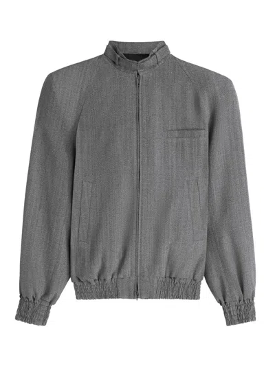 Phoebe Philo Structured Ash Grey Bomber Jacket With Shoulder Pads