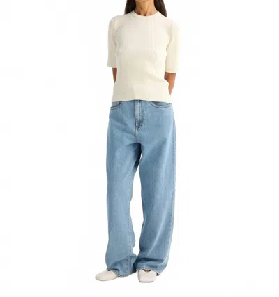 Rohe Ribbed Knit Round Neck Short Sleeve Top In Off White In White