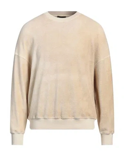 Roberto Collina Man Sweatshirt Sand Size 44 Cotton, Nylon