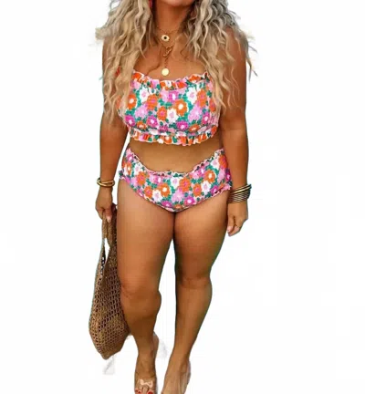 Blakeley Floral Three Piece Swim Set In Amalfi Blooms In Multi