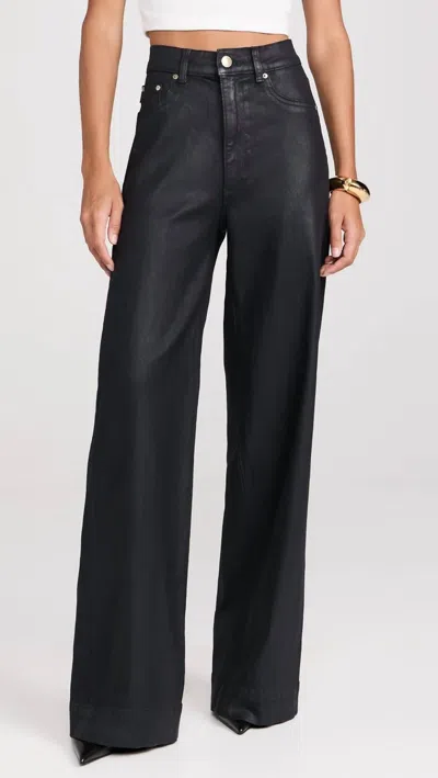 Dl1961 - Women's Hepburn Wide Leg High Rise Coated Jeans In Glazed Blueberry In Black