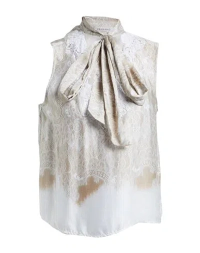 Ermanno Firenze Woman Top Beige Size 10 Viscose, Polyamide, Cotton In Gray