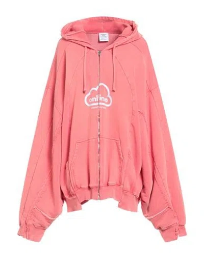 Vetements Woman Sweatshirt Coral Size Xl Cotton, Polyester
