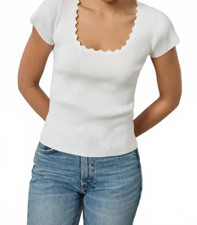 Lilla P Cap Sleeve Scallop Neck Sweater In White