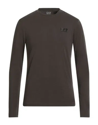 Ea7 Man T-shirt Military Green Size Xl Cotton, Elastane In Brown