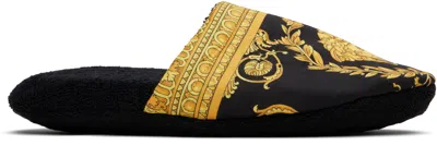Versace Black 'i Heart Baroque' Slippers
